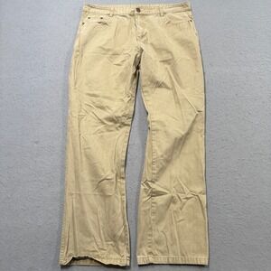 Y2K Chino Pants Men's 36 Beige Straight Leg Flat Front Cotton Twill Trousers
